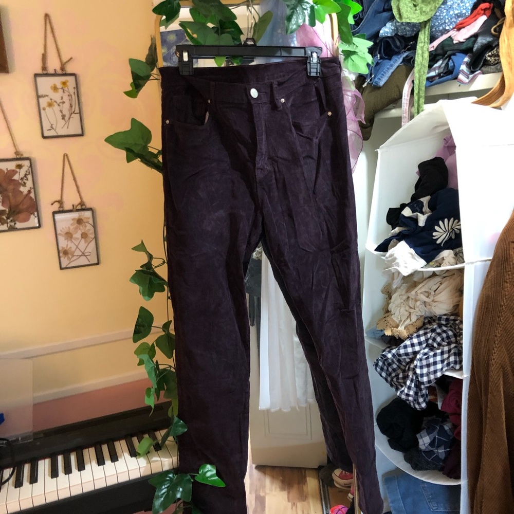 UO BDG maroon corduroy high waisted jeans